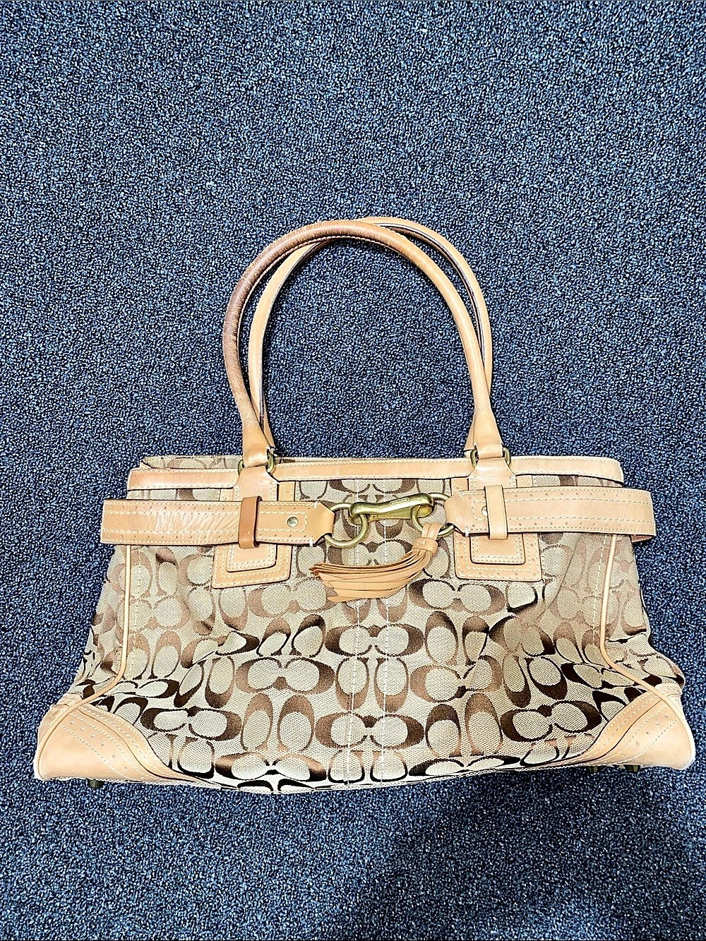 Coach Hamptons Signature Carryall Signature Carryall Tote Brown Tan